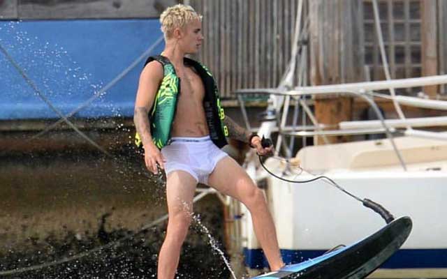 Justin Beiber Sports See-Through Undies While Wakeboarding