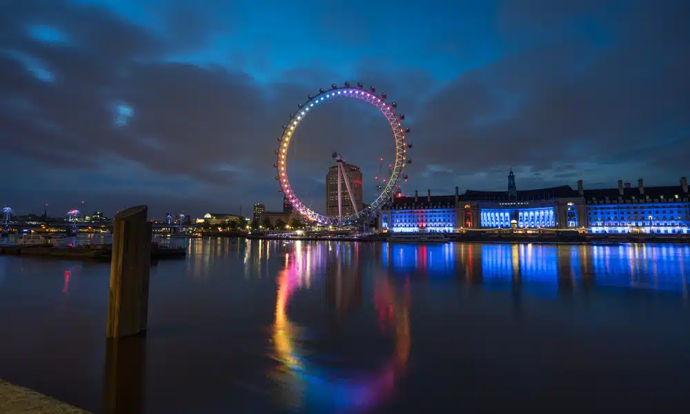 The London Eye in Rainbow Lights for Pride Month