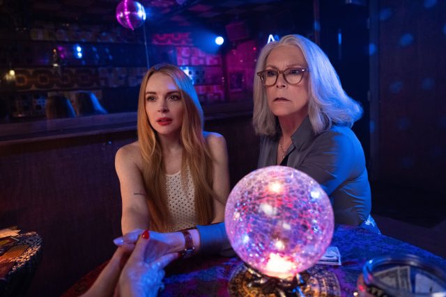 Lindsay Lohan as Anna Coleman and Jamie Lee Curtis as Tess Coleman in Disney's FREAKIER FRIDAY. Photo by Glen Wilson. © 2025 Disney Enterprises, Inc. All Rights Reserved.