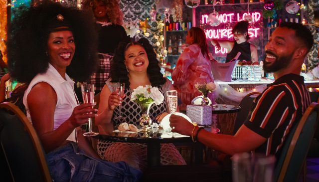 SURVIVAL OF THE THICKEST SEASON 2. (L to R) Tasha Smith as Marley, Michelle Buteau as Mavis, and Tone Bell as Khalil in Episode 203 of Survival of the Thickest, Season 2. Cr. Courtesy of Netflix © 2025