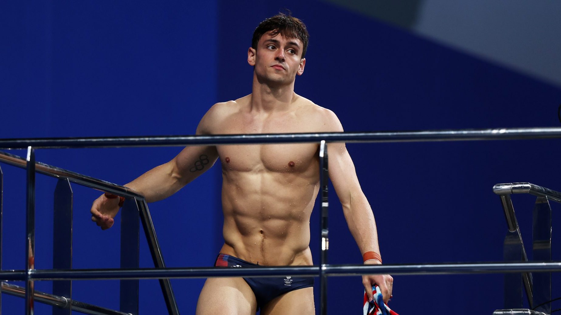 TOKYO, JAPAN - JULY 22: Tom Daley of Team Great Britain during aquatics training at the Tokyo Aquatics Centre ahead of the Tokyo 2020 Olympic Games on July 22, 2021 in Tokyo, Japa