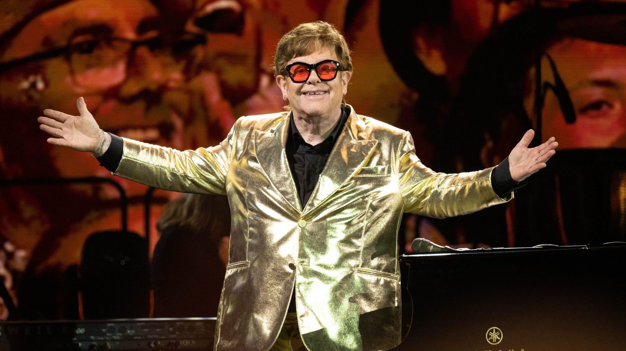 Elton John performs on The Pyramid Stage at Day 5 of Glastonbury Festival 2023 on June 25, 2023 in Glastonbury, England.