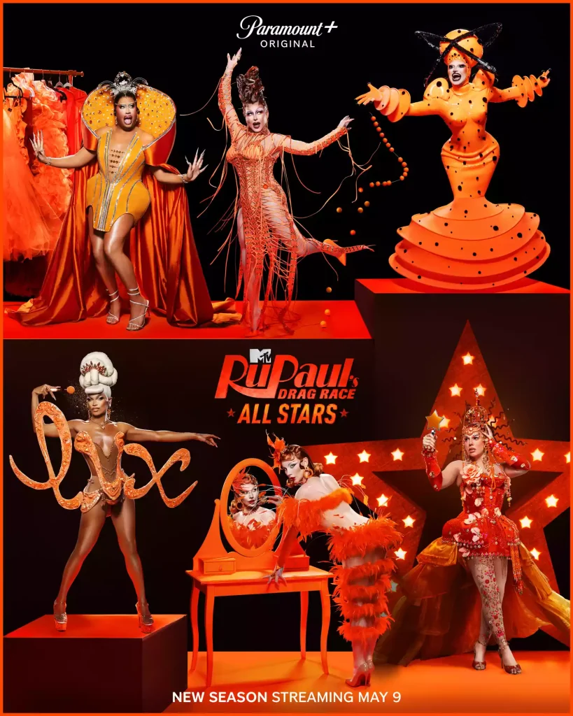 RuPaul's Drag Race All Stars 10 Orange Bracket. Photo: Paramount+
