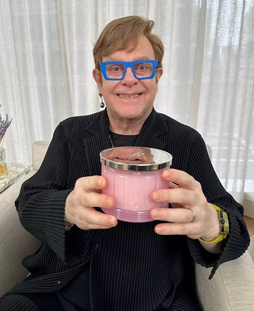 Elton John and Slatkin + Co. Woodside Collection. Photo: Slatkin + Co.
