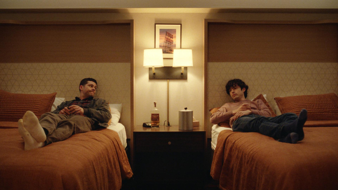 Dylan O'Brien and James Sweeney in Twinless. Photograph: Lionsgate