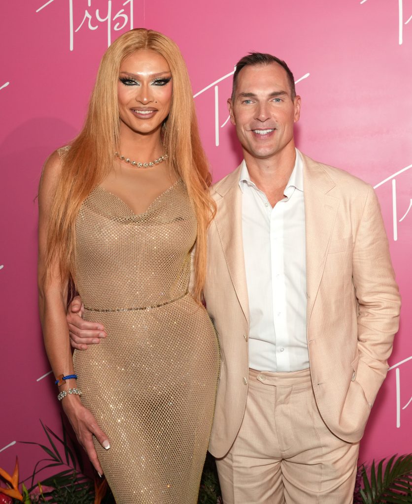 Venus and Tristan Schukraft attend the Grand Opening Weekend at The Tryst Puerto Vallarta: Opening Night Party at The Tryst Puerto Vallarta on April 25, 2025 in Puerto Vallarta, Mexico. (Photo by Presley Ann/Getty Images for Tryst Hotels)