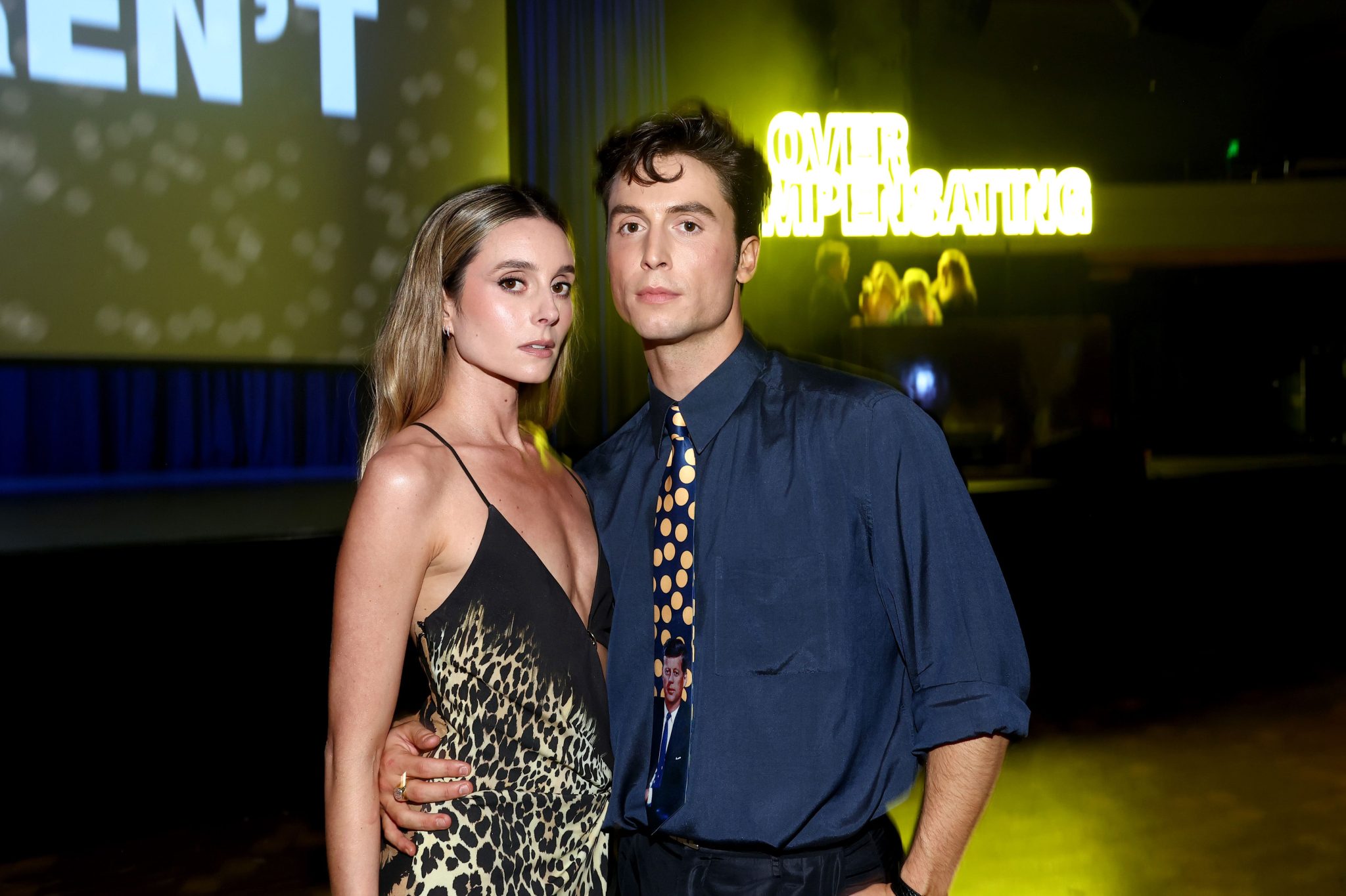 Mary Beth Barone and Benito Skinner attend the "Overcompensating" Screening And After-Party at Hollywood Palladium on May 14, 2025 in Los Angeles, California.