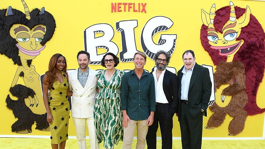 Ayo Edebiri, Nick Kroll, Jessi Klein, Jack McBrayer, Jason Mantzoukas and Richard Kind arrive at the Netflix's "Big Mouth" Season 8 Premiere (The Final Season) at The Egyptian Theatre Hollywood on May 22, 2025 in Los Angeles, California.