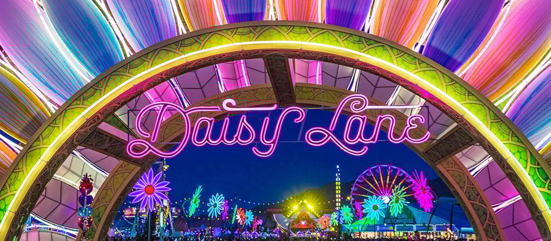 Signage of the famous 'Daisy Lane' in the midst of the EDC floor plan. Photo: EDC