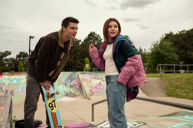 Felix Mallard as Marcus Baker, Katie Douglas as Abby in episode 302 of Ginny and Georgia