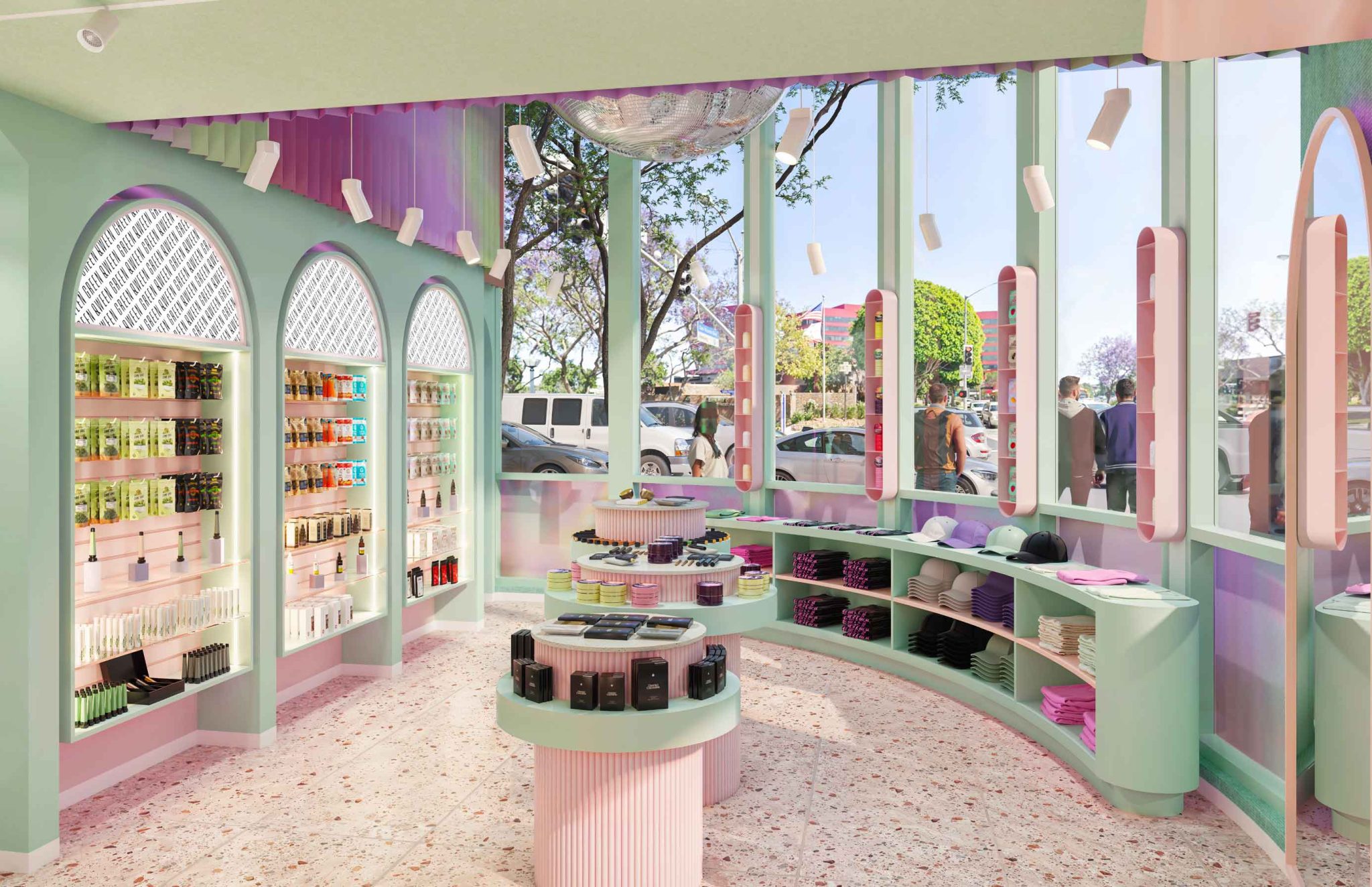 Green Qween launches WeHo’s first LGBTQ+ owned cannabis dispensary with art, activism, and a disco ball centerpiece.