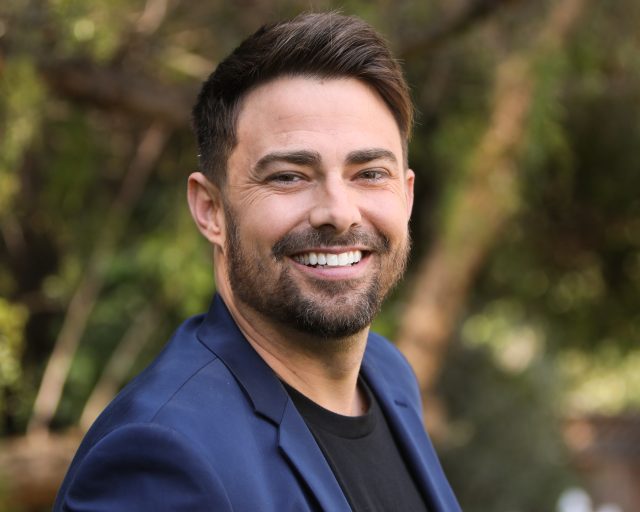 Actor Jonathan Bennett visits Hallmark Channel's "Home & Family" at Universal Studios Hollywood on April 27, 2021 in Universal City, California.