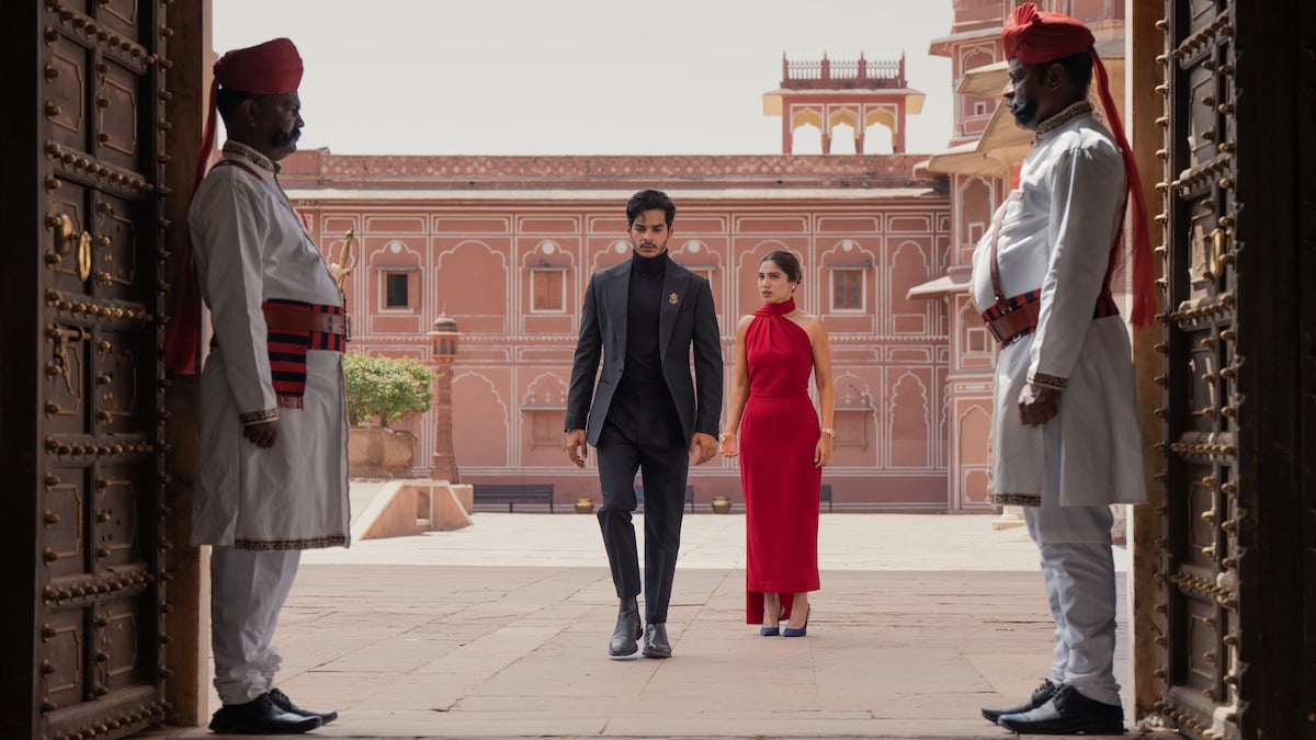 Bhumi Pednekar (Badhaai Do) as Sophia Kanmani Shekhar and Ishaan Khatter (The Perfect Couple) as Aviraaj Singh. Photo: Netflix