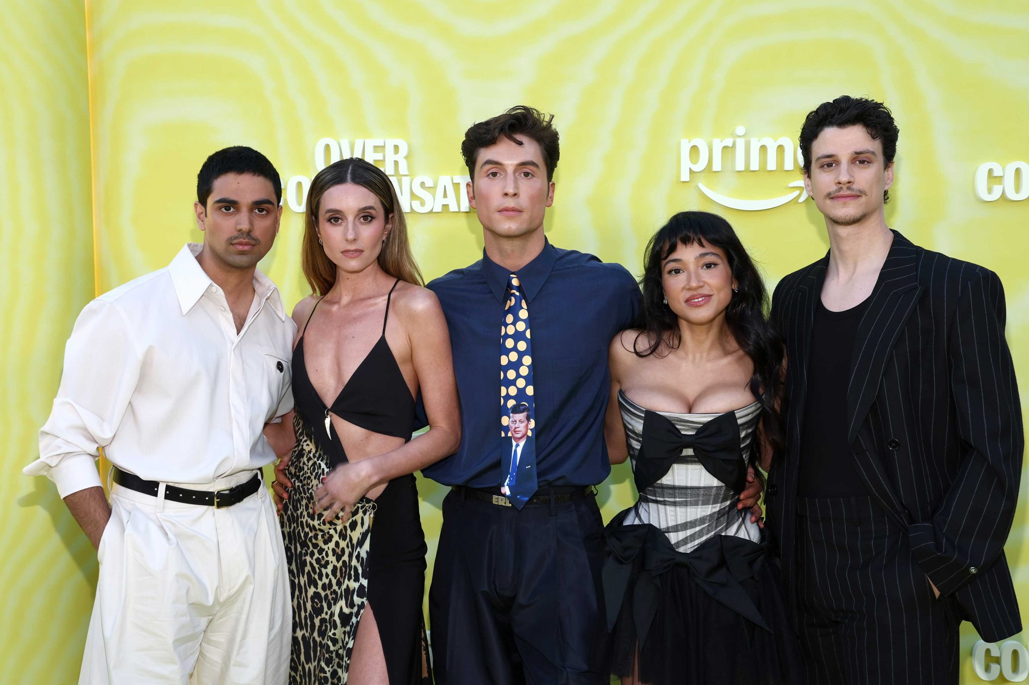 (L-R) Rish Shah, Mary Beth Barone, Benito Skinner, Wally Baram and Adam DiMarco attend the "Overcompensating" Screening And After-Party at Hollywood Palladium on May 14, 2025 in Los Angeles, California. Photo: Tommaso Boddi/Getty Images