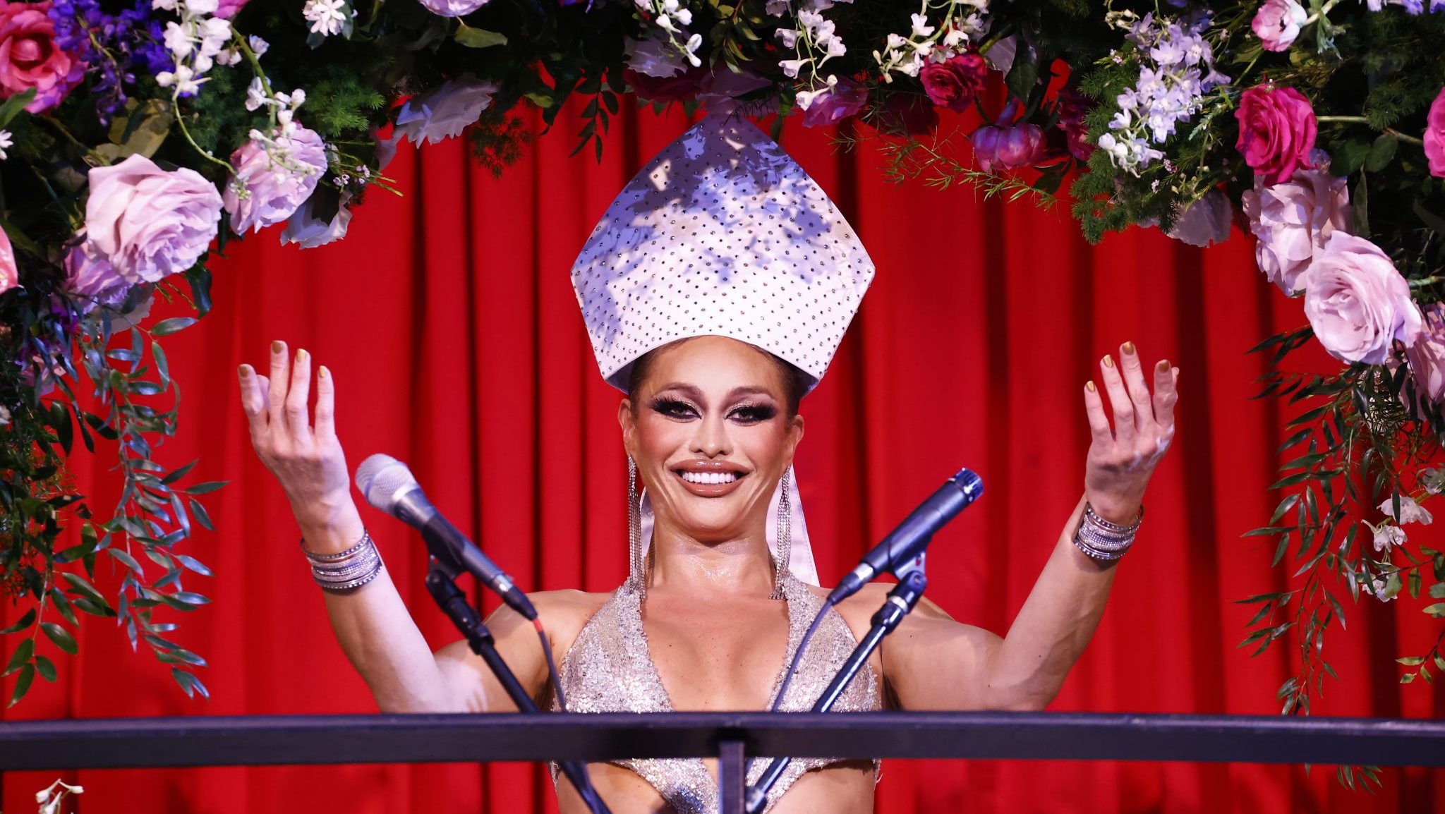 WASHINGTON, DC - MAY 30: Sasha Colby greets guests as Them and Destination DC kick off World Pride 2025 at Succotash on May 30, 2025 in Washington, DC.