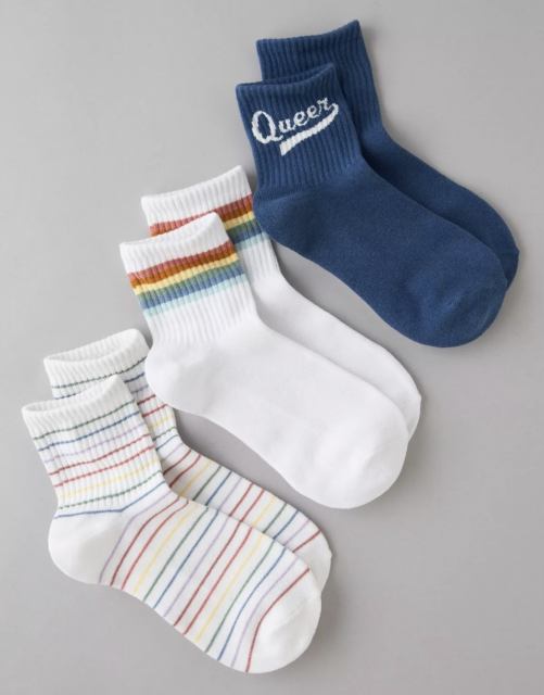 AE Pride Boyfriend Socks 3-Pack. Photo: American Eagle