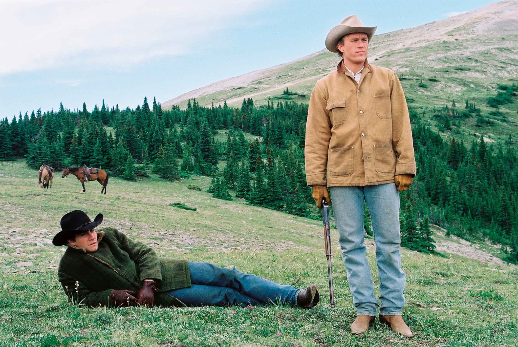 Film stills and BTS images from Brokeback Mountain