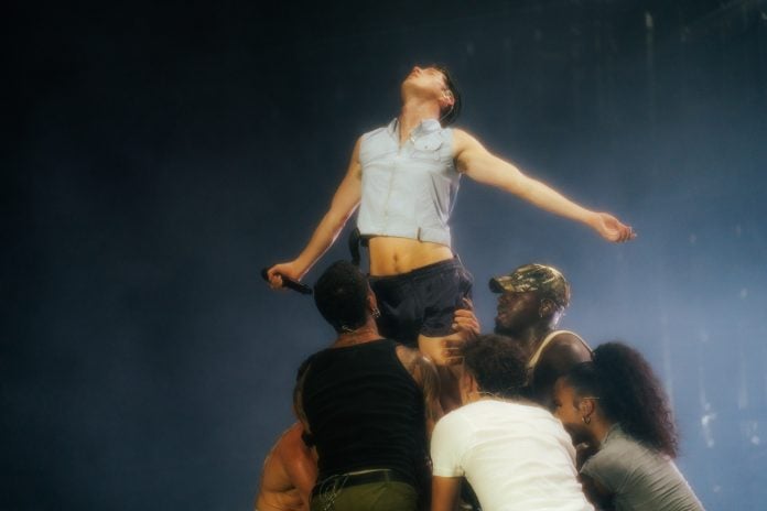 Troye Sivan performing on stage for Worldpride. Photo: Tania Hauyon for WorldPride Music Festival