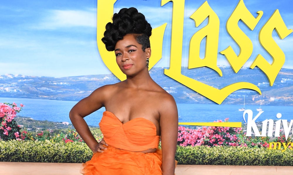 Alexis Floyd arrives at the Premiere Of "Glass Onion: A Knives Out Mystery" at Academy Museum of Motion Pictures on November 14, 2022 in Los Angeles, California.