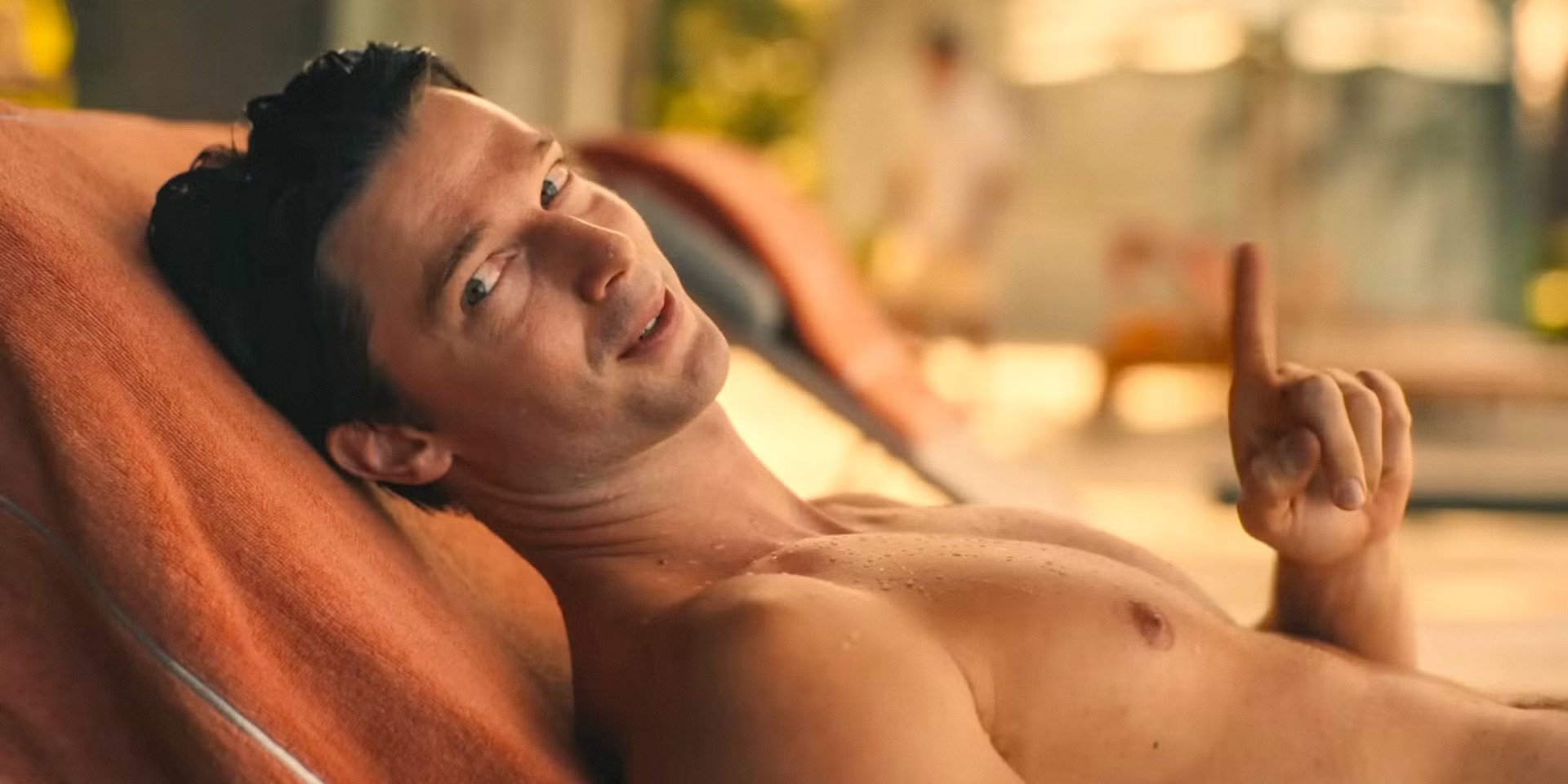 Patrick Schwarzenegger as Saxton on 'The White Lotus' Season 3