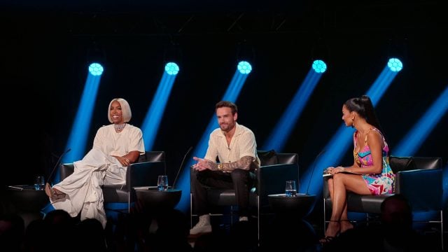 Building The Band. (L to R) Kelly Rowland, Liam Payne, Nicole Scherzinger in episode 107 of Building The Band. Cr. Courtesy of Netflix © 2025