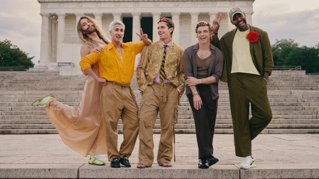 Queer Eye. From left: Jonathan Van Ness, Tan France, Antoni Porowski, Jeremiah Brent, and Karamo Brown. Photograph by Jenny Anderson for Netflix.
