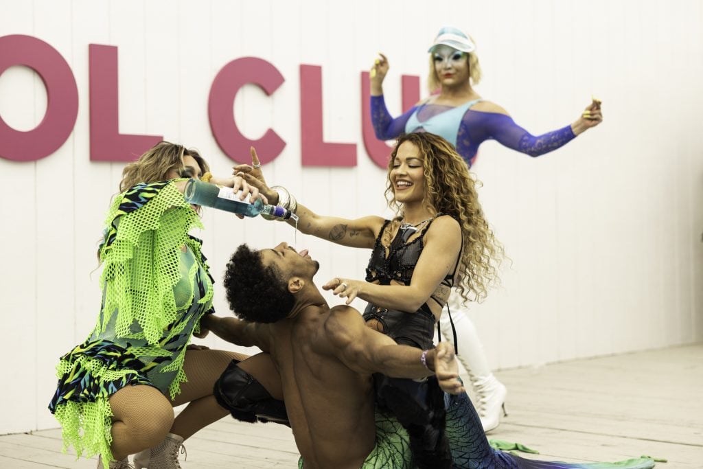 Rita Ora and her Merman at The Tryst Pool Club 7-12-25 by Julian Lazaro for Tryst Hospitality