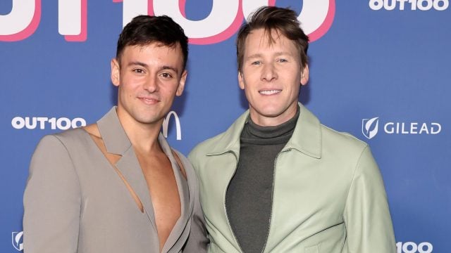 Tom Daley and Dustin Lance Black attend the Out100 Celebration at NeueHouse Hollywood on December 11, 2024 in Hollywood, California. (Photo by Amy Sussman/Getty Images)