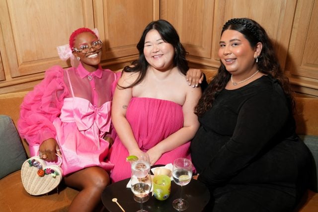Carlita Landrum, Ashlee Kim and Naomi Hearts attend Netflix's A TOO MUCH Toast with Most at San Vicente Bungalows on July 09, 2025 in Los Angeles, California.