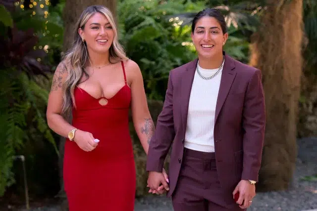Dayna Mathews and Magan Mourad in episode 209 of 'The Ultimatum: Queer Love'.