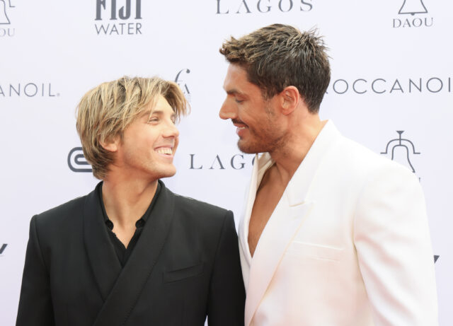 Lukas Gage and Chris Appleton attend Daily Front Row's 7th annual Fashion Los Angeles Awards on April 23, 2023 in Beverly Hills, California.