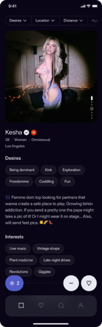 Kesha's Feeld Profile