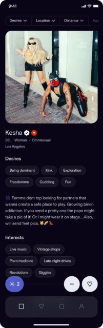 Kesha's Feeld Profile