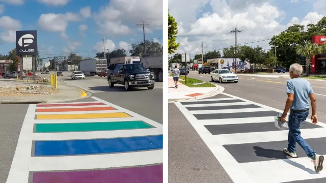 Pulse Nightclub crosswalk painted over.