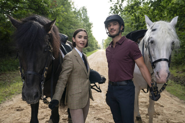 Emily In Paris. (L to R) Lily Collins as Emily, Eugenio Franceschini as Marcello in Emily In Paris. Cr. Caroline Dubois/Netflix © 2025