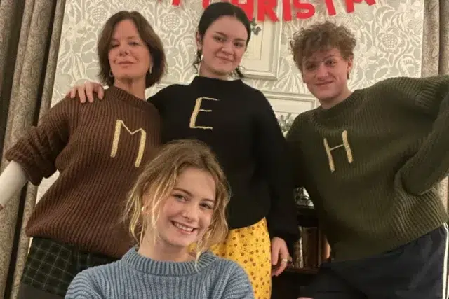 Marcia Gay Harden with her kids.