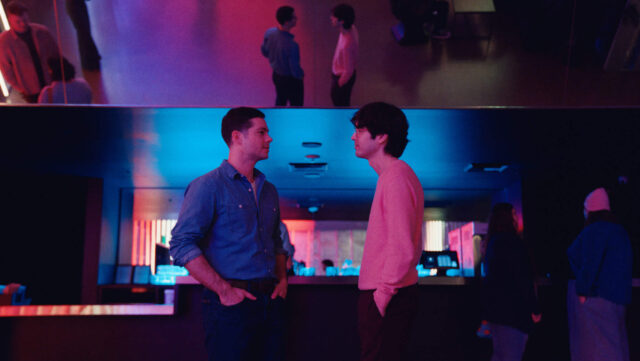 Dylan O'Brien and James Sweeney in Twinless Courtesy of Roadside Attractions