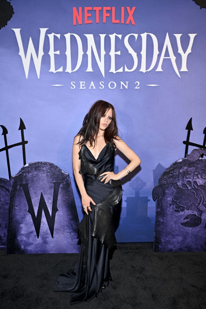 NEW YORK, NEW YORK - AUGUST 05: Jenna Ortega attends the Wednesday S2 NY Fan Screening at Paris Theater on August 05, 2025 in New York City. (Photo by Roy Rochlin/Getty Images for Netflix)