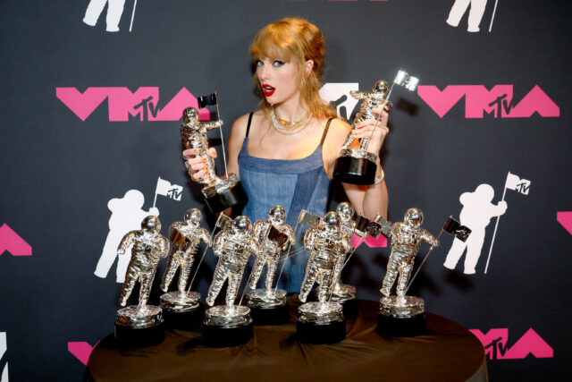 Taylor Swift is seen backstage during the 2023 MTV Video Music Awards at Prudential Center on September 12, 2023 in Newark, New Jersey.