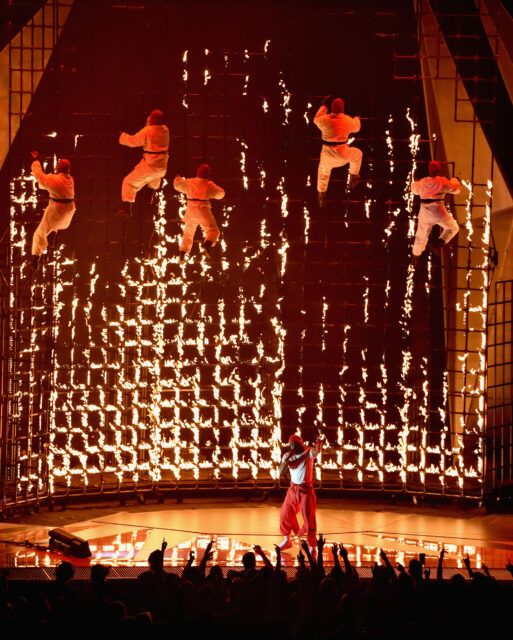Rapper Kendrick Lamar onstage during the 2017 MTV Video Music Awards at The Forum on August 27, 2017 in Inglewood, California.