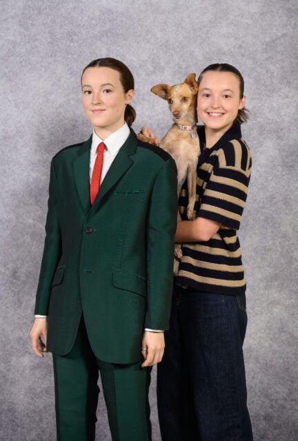 Bella Ramsey meets their wax figure at Madame Tussuads. Photo: Merlin Entertainment