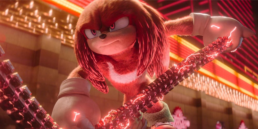 Knuckles the Echidna from Sonic the Hedgehog, red, muscular with spiked fists.