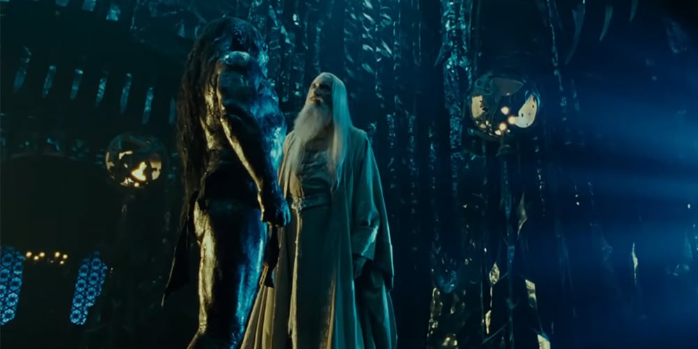 Lurtz from The Lord of the Rings, first Uruk-hai with long hair listening to Saruman.