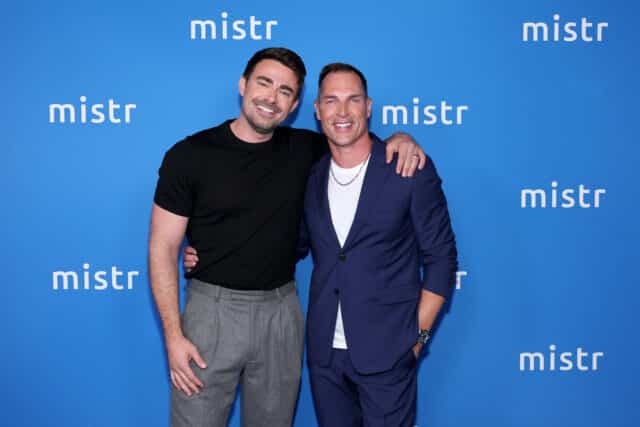 (L-R) Jonathan Bennett and Tristan Schukraft, Owner, The Abbey, attend MISTR's National PrEP Day at The Abbey on October 09, 2025 in West Hollywood, California. 