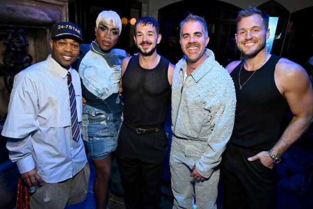 (L-R) Todrick Hall, Monét X Change, Andy Short, Jordan Brown and Colton Underwood attend MISTR's National PrEP Day at The Abbey on October 09, 2025 in West Hollywood, California. 