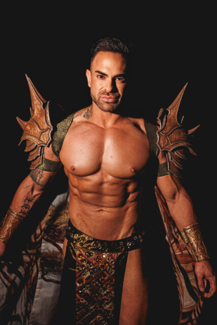 The men of Mister Global 2025 dressed in costume celebrating their unique cultural heritage.