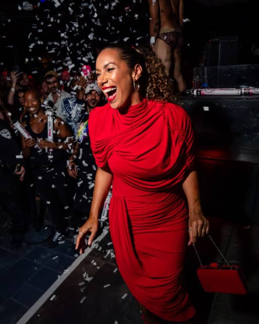 Leona Lewis stuns in red at The Abbey, giving fans a sneak peek of her Las Vegas holiday residency.