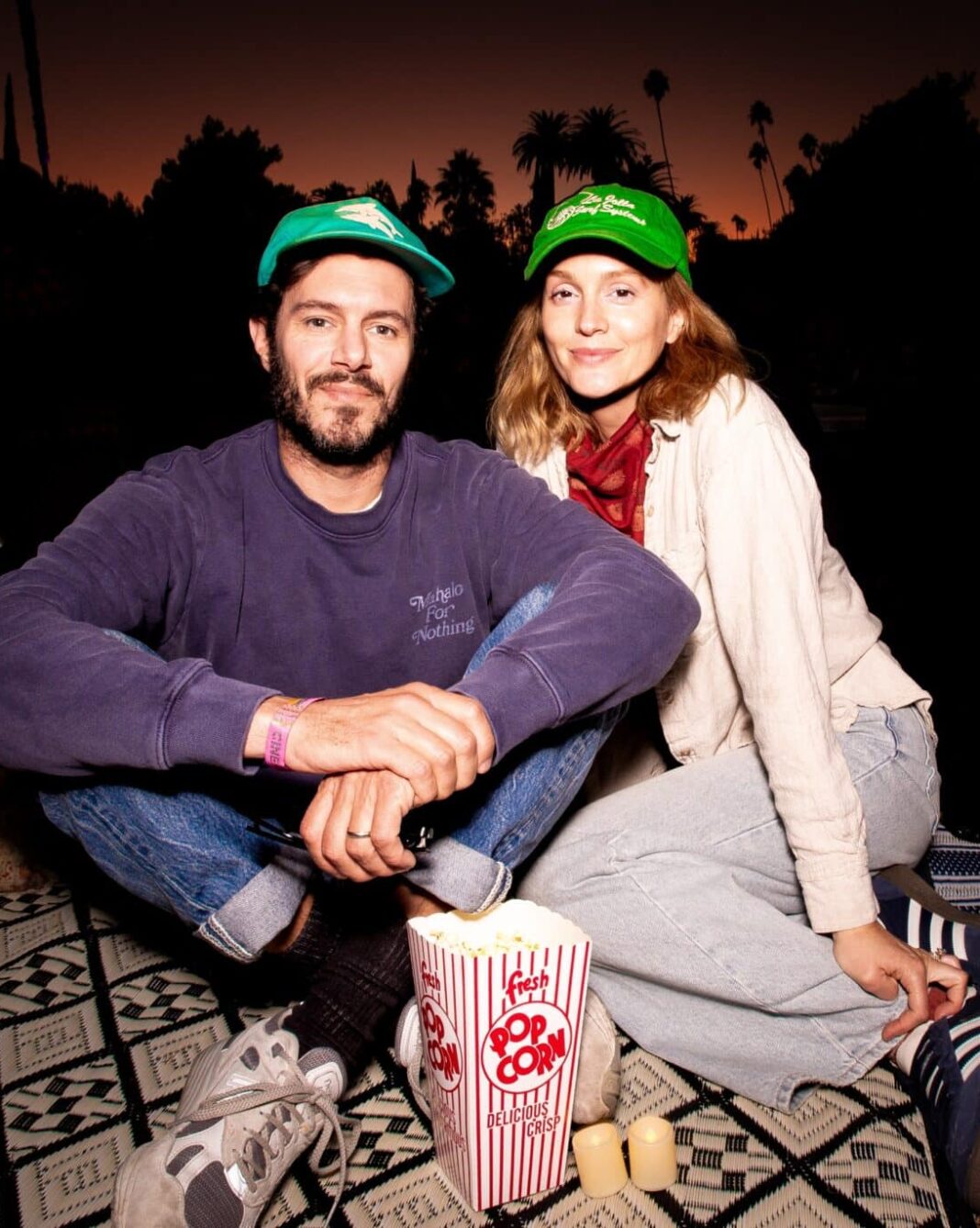 Adam Brody and Leighton Meester attend Cinespia’s screening of ParaNorman at Hollywood Forever Cemetery presented by Amazon MGM Studios and Prime Video. Photo: Cinespia