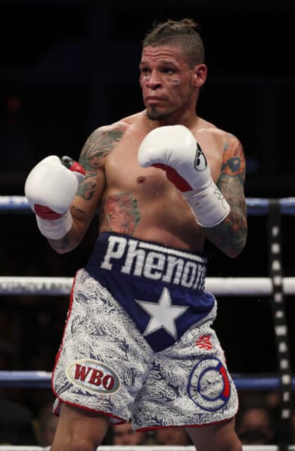 Orlando Cruz during his fight with Terry Flanagan for the WBO World lightweight title at Motorpoint Arena on November 26, 2016 in Cardiff, Wales. 