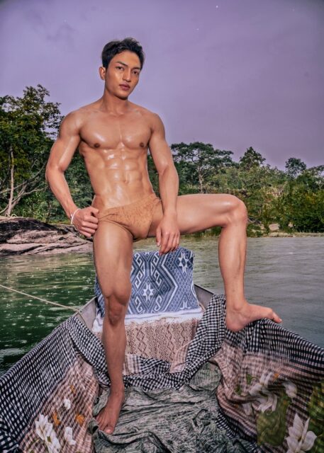 Mr. Myanmar pictured on a boat for Mister Global in Thailand, 2025